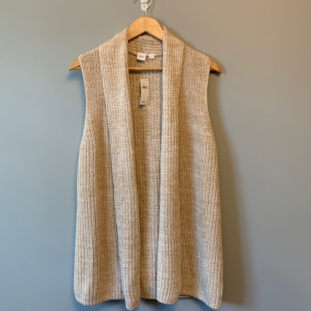 GAP Knit Open Front Cotton Sleeveless Sweater Vest